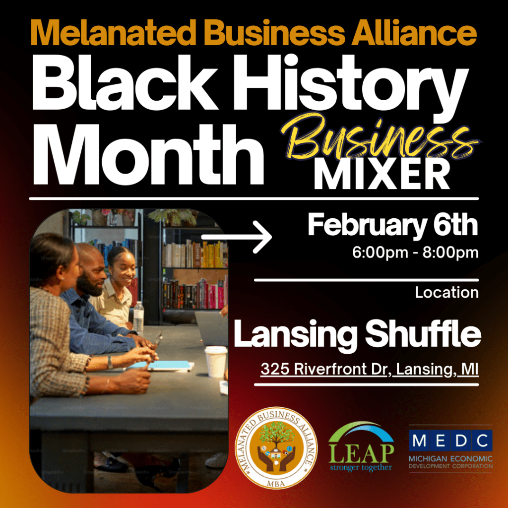 Melanated Business Alliance Black History Month Mixer Flyer